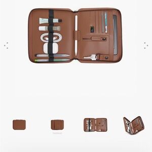 Zip Tech Folio Organizer in Brown Leather